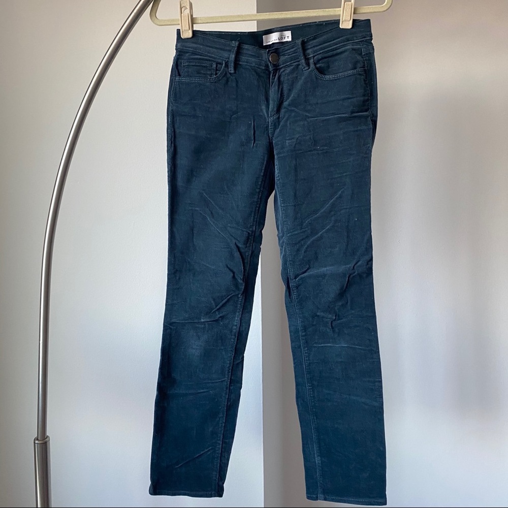 Loft teal modern straight cut corduroy pants